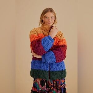 FARM RIO ACTIVE Colorful Stripes Knit Reversible Puffer Jacket, XS